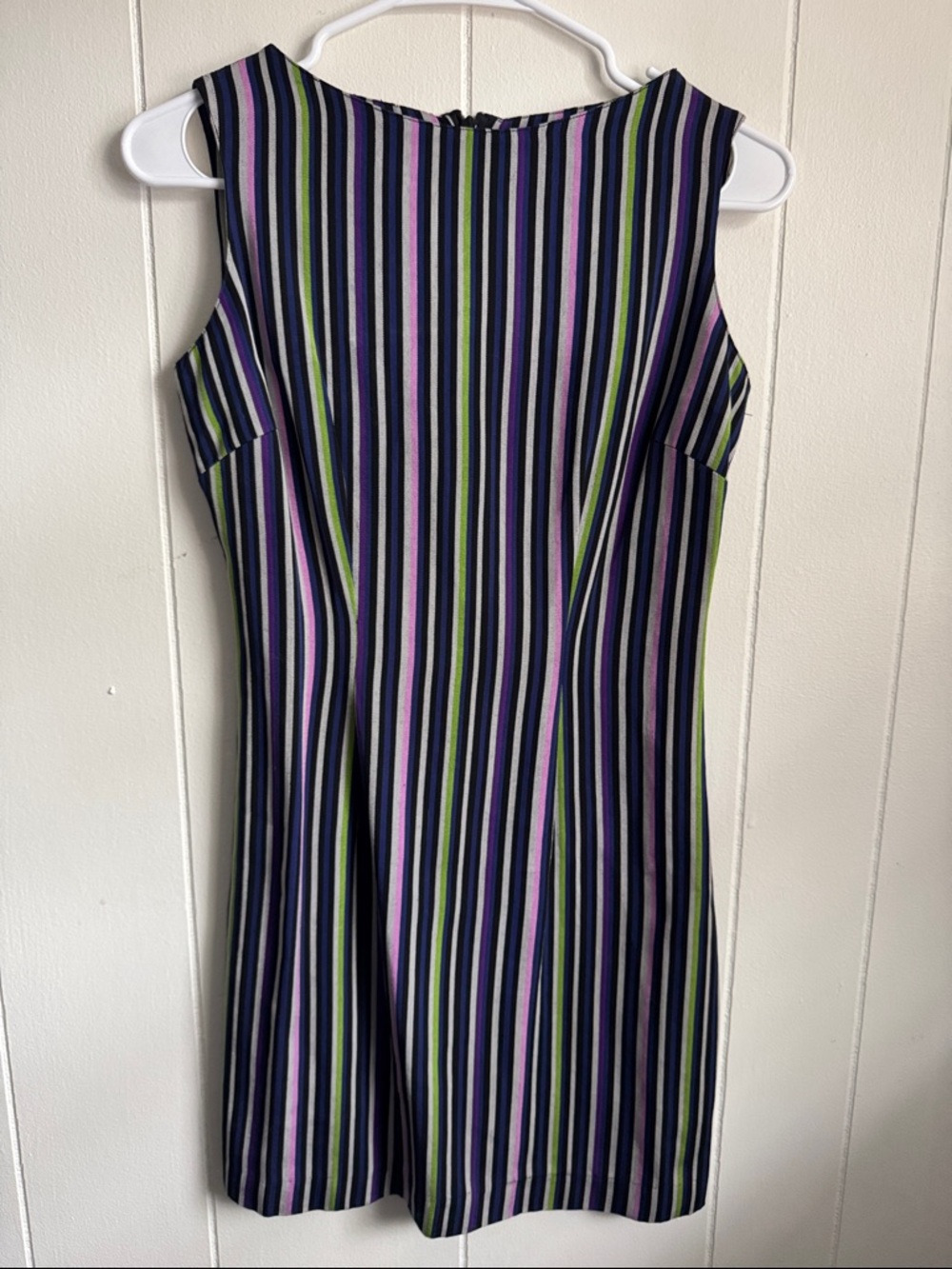 Vintage Esprit Black Mini Dress with Pink and Green Stripes Sz 3/4